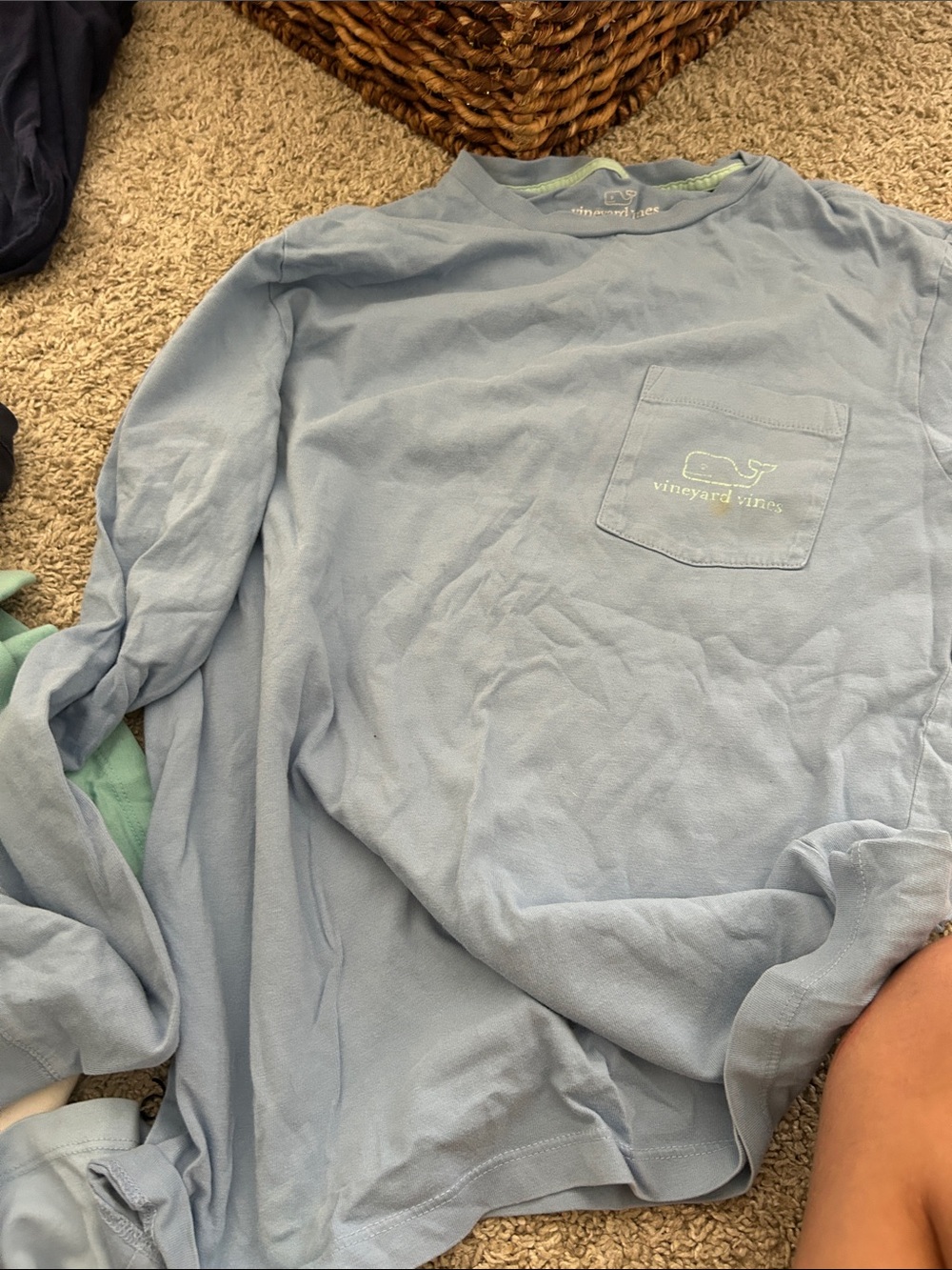 Vineyard Vines Pastel Blue Long Sleeve Pocket Tee